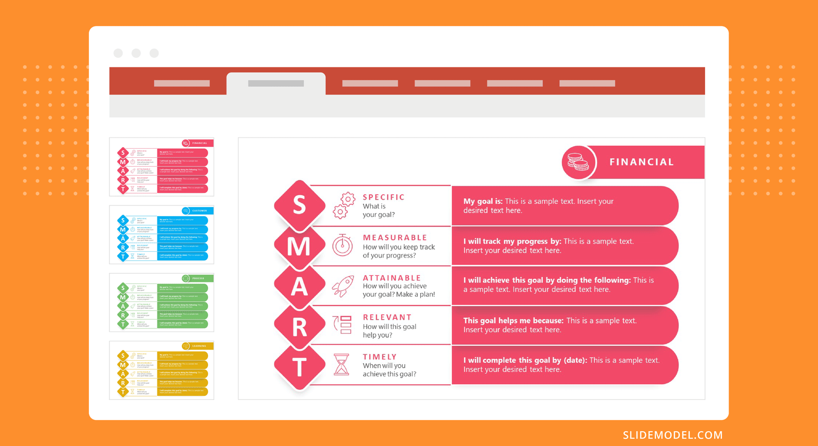 an example of SMART goal setting in PowerPoint presentations