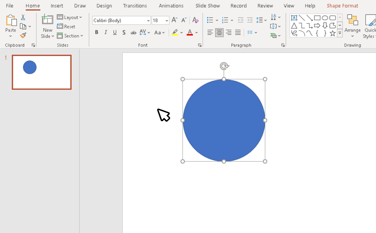 Modifying a Harvey Ball in PowerPoint with pre-built shapes.