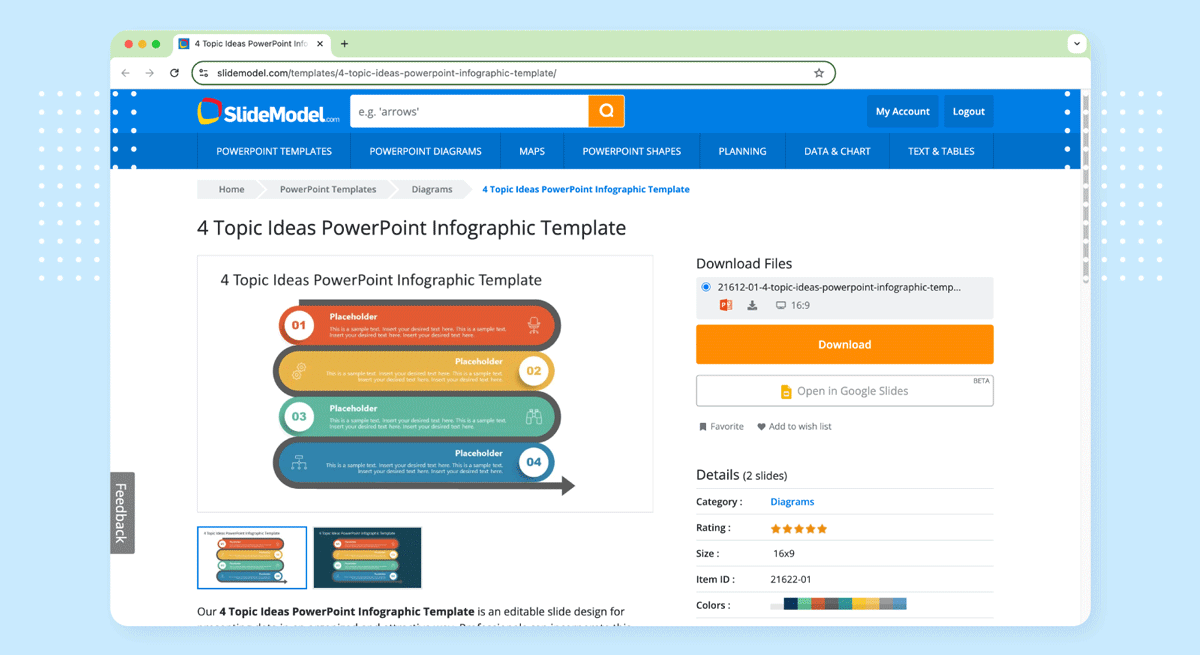 Downloading a Google Slides infographic template from SlideModel