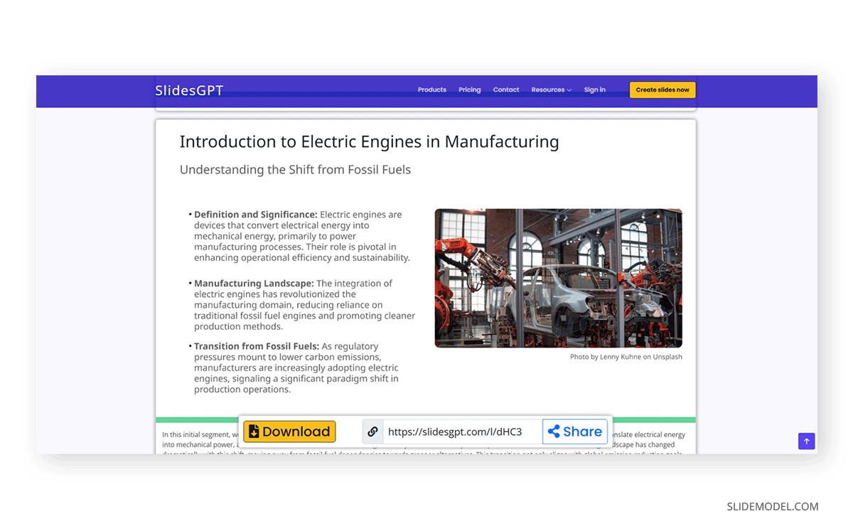 Presentation generated with SlidesGPT