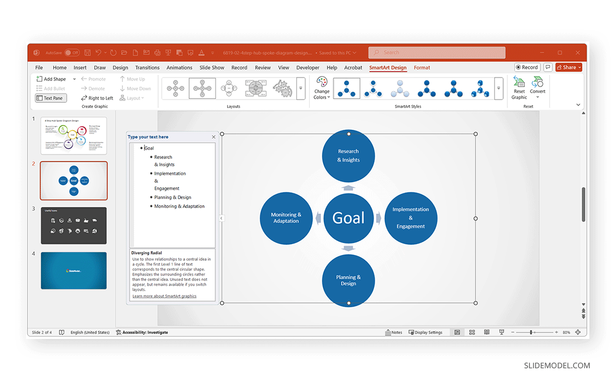 Building a diagram in SmartArt PowerPoint