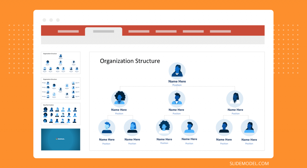 Organization Structure PowerPoint Template With Spheres