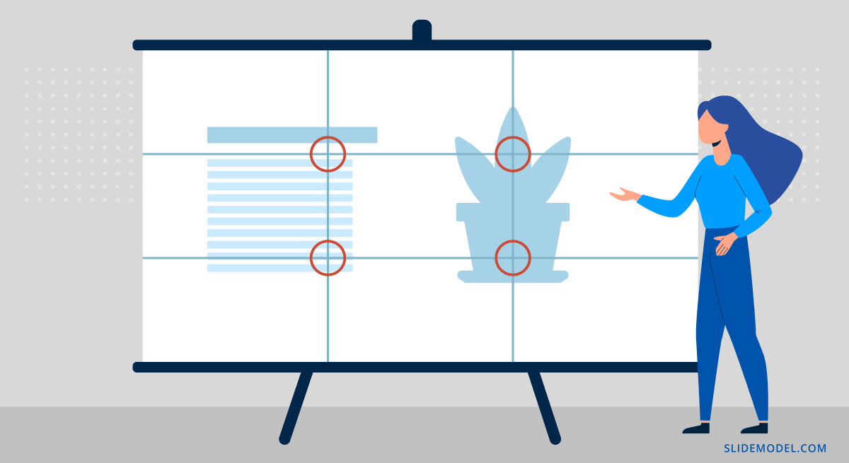 Picture slide ideal location for images according to the rule of thirds