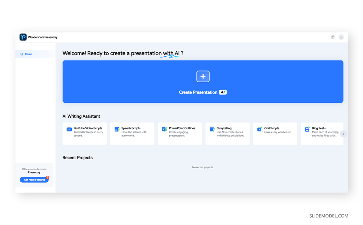 Presentory Wondershare UI