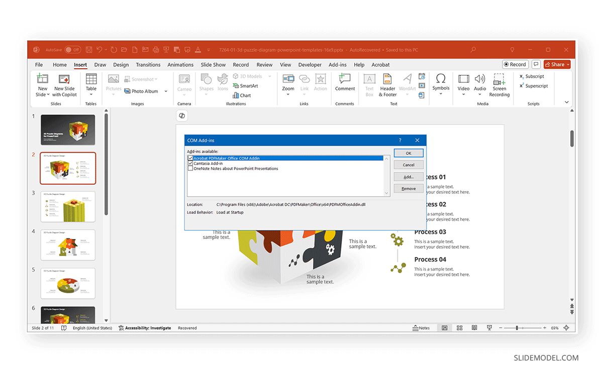 Removing COM add-ins in PowerPoint