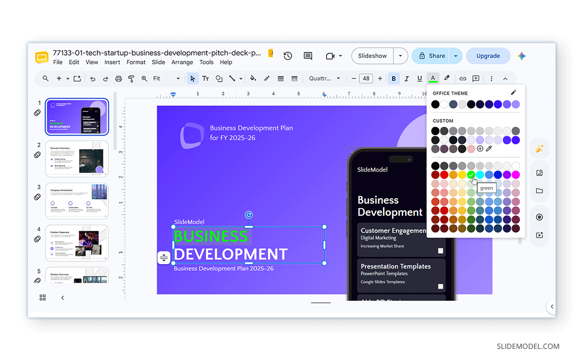 Working with colors with names for Google Slides text
