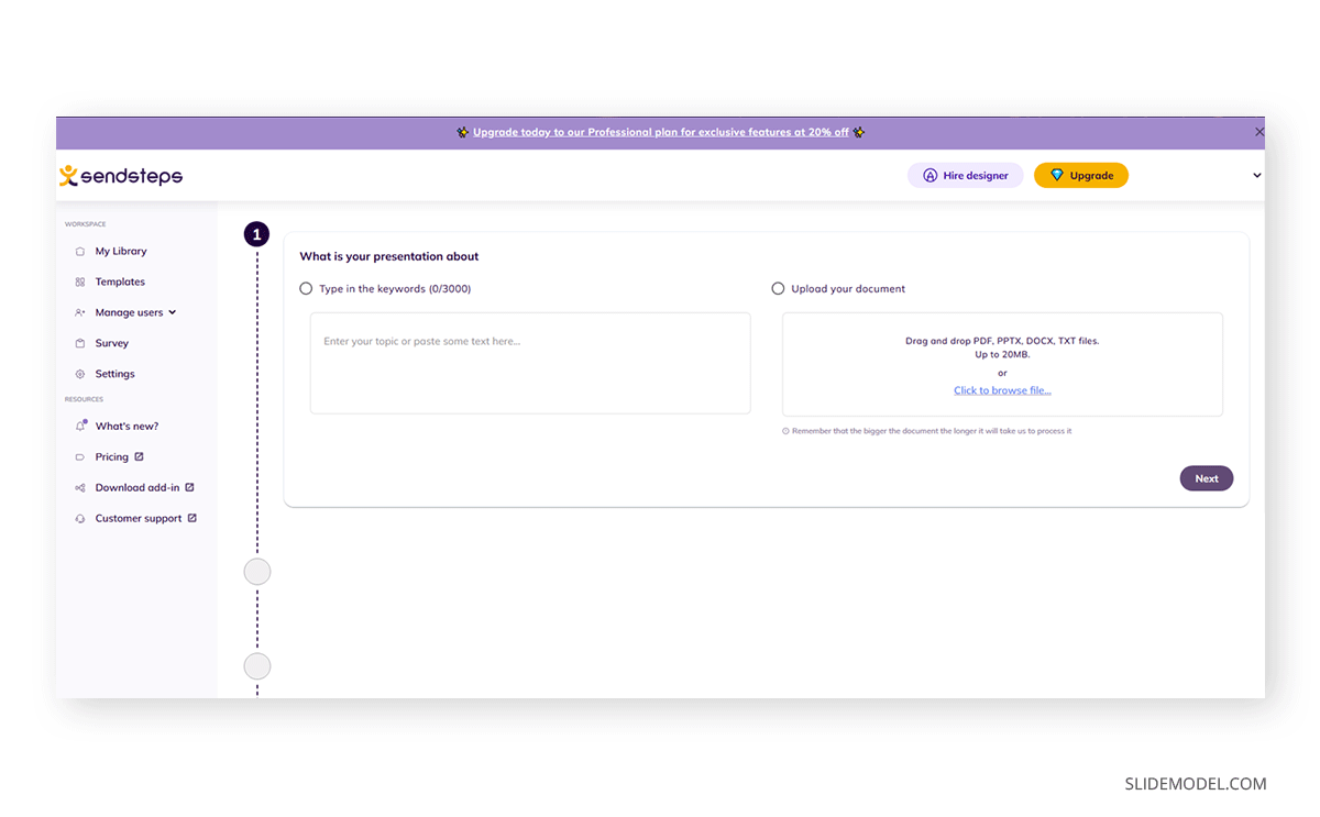 Picking the topic in Sendsteps