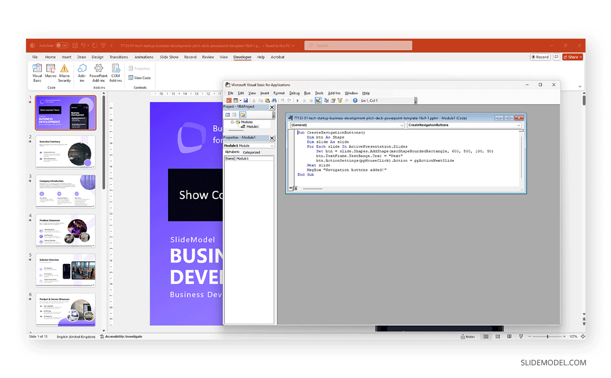 PowerPoint executing VBA