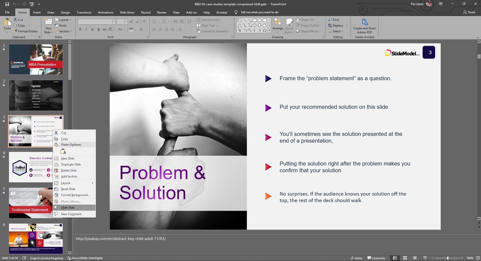 comment masquer une diapositive dans PowerPoint via un clic droit