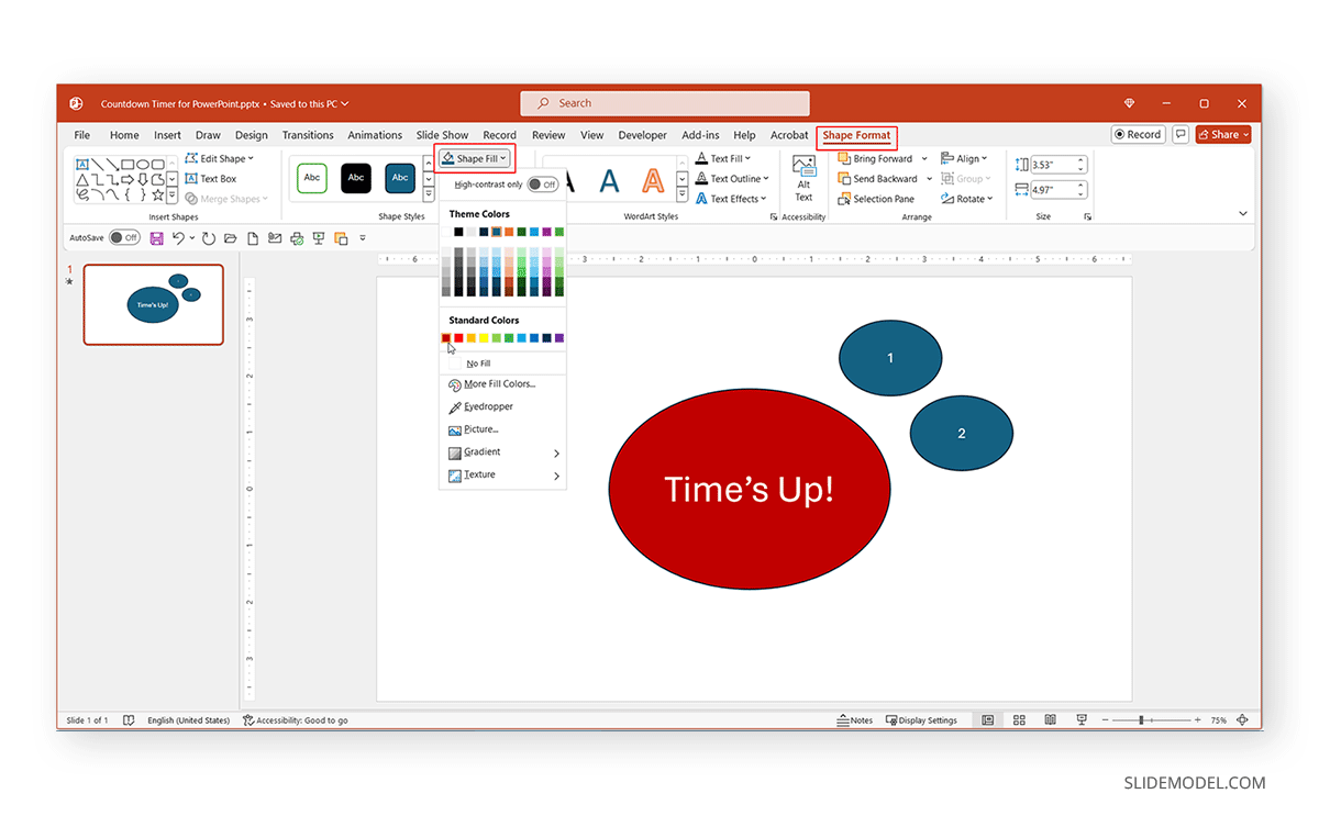 Customizing shape color in PowerPoint