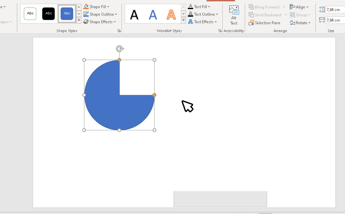 Adjust the Harvey Ball angle in PowerPoint