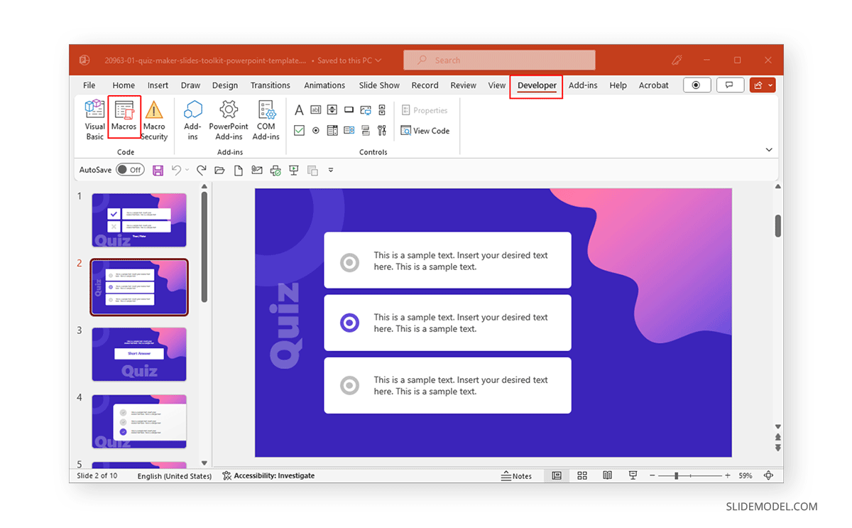 Developer tab in PowerPoint