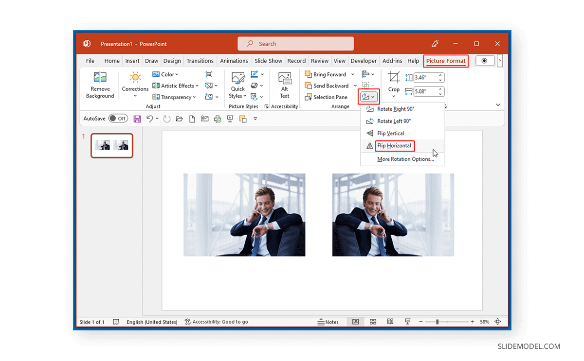 Flip Horizontal or Mirror in PowerPoint