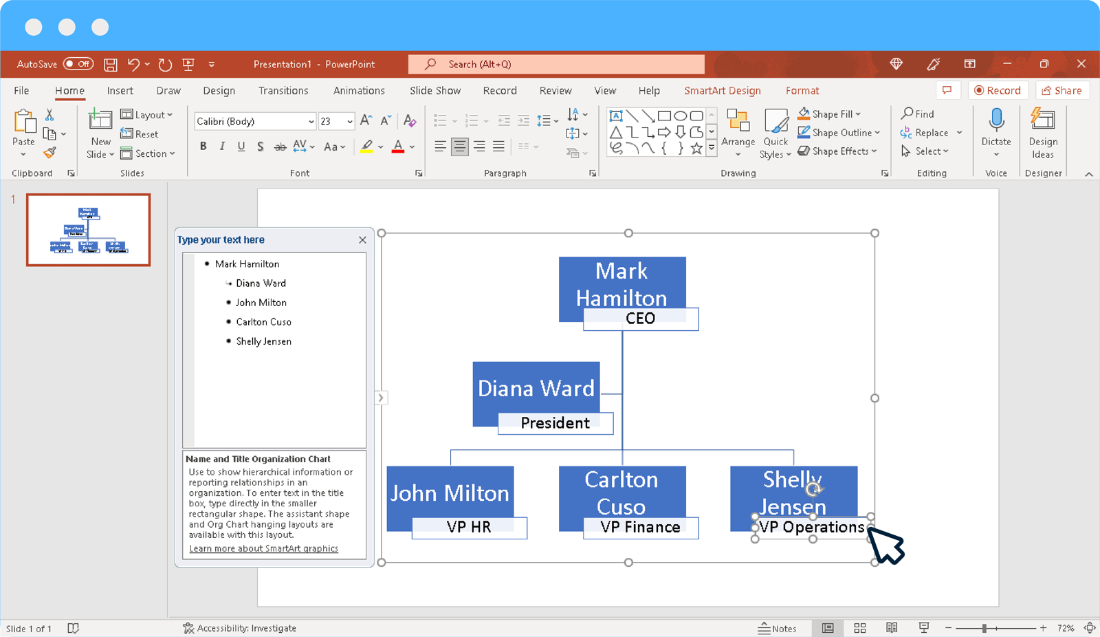 Create an Org Chart in PowerPoint with SmartArt