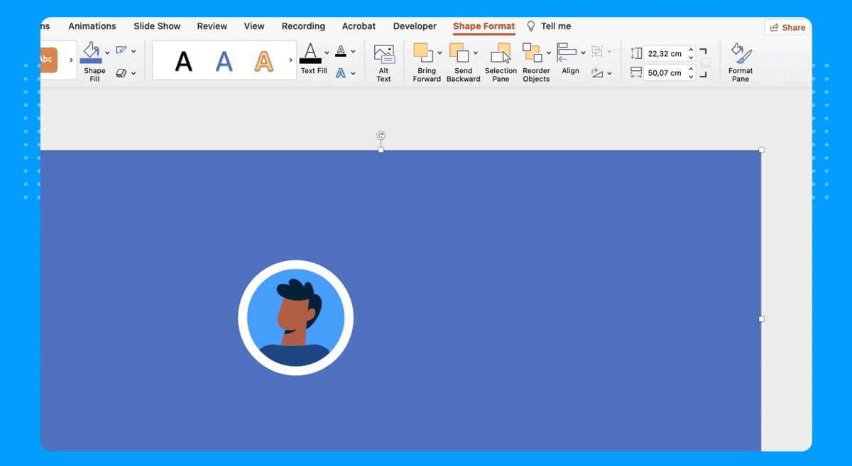 Adjusting PowerPoint shape for dark overlay effect