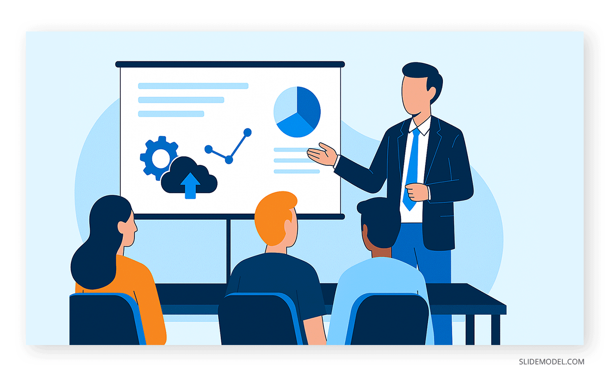 Delivering a mock presentation in front of a live audience
