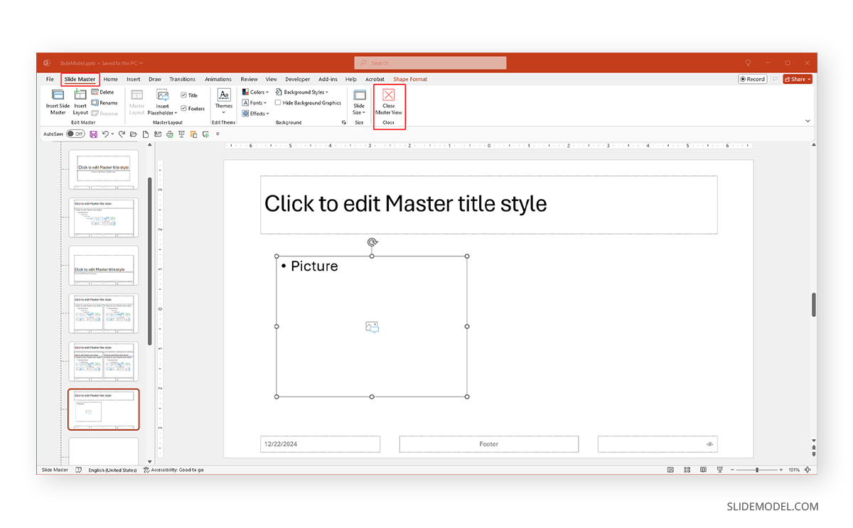 Slide Master with picture placeholder PPT