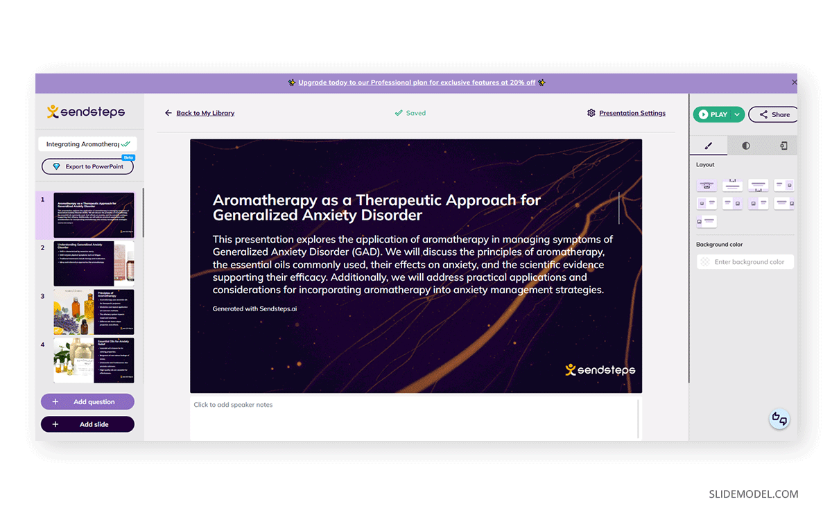 Academic slide deck with Sendsteps