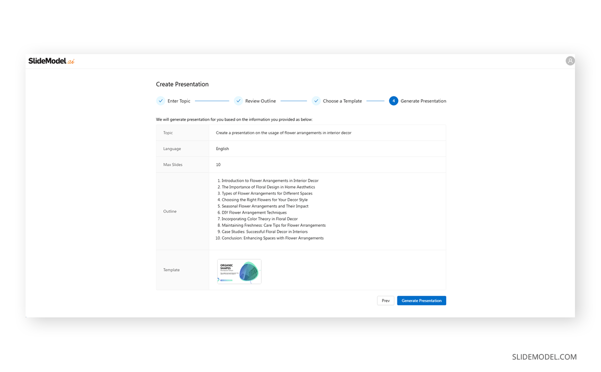 SlideModel AI outline review