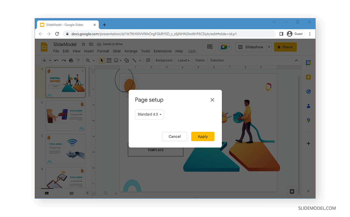 Orientation standard des diapositives dans Google Slides