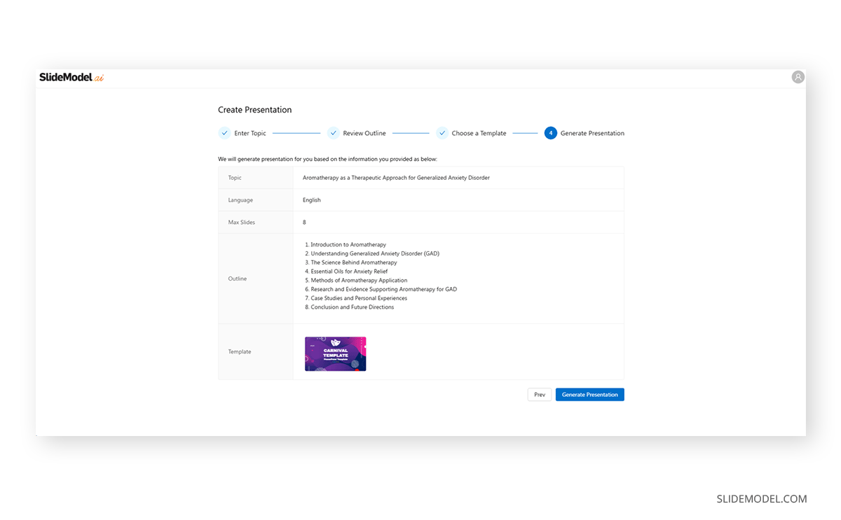 How to create a presentation deck with SlideModel AI