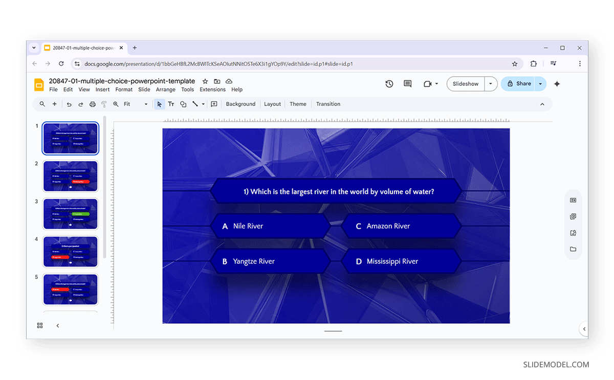 Interactive Quiz PPT template by SlideModel