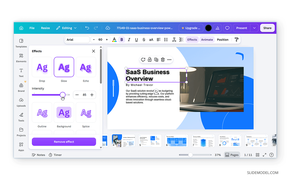Using Drop Shadow with Canva text