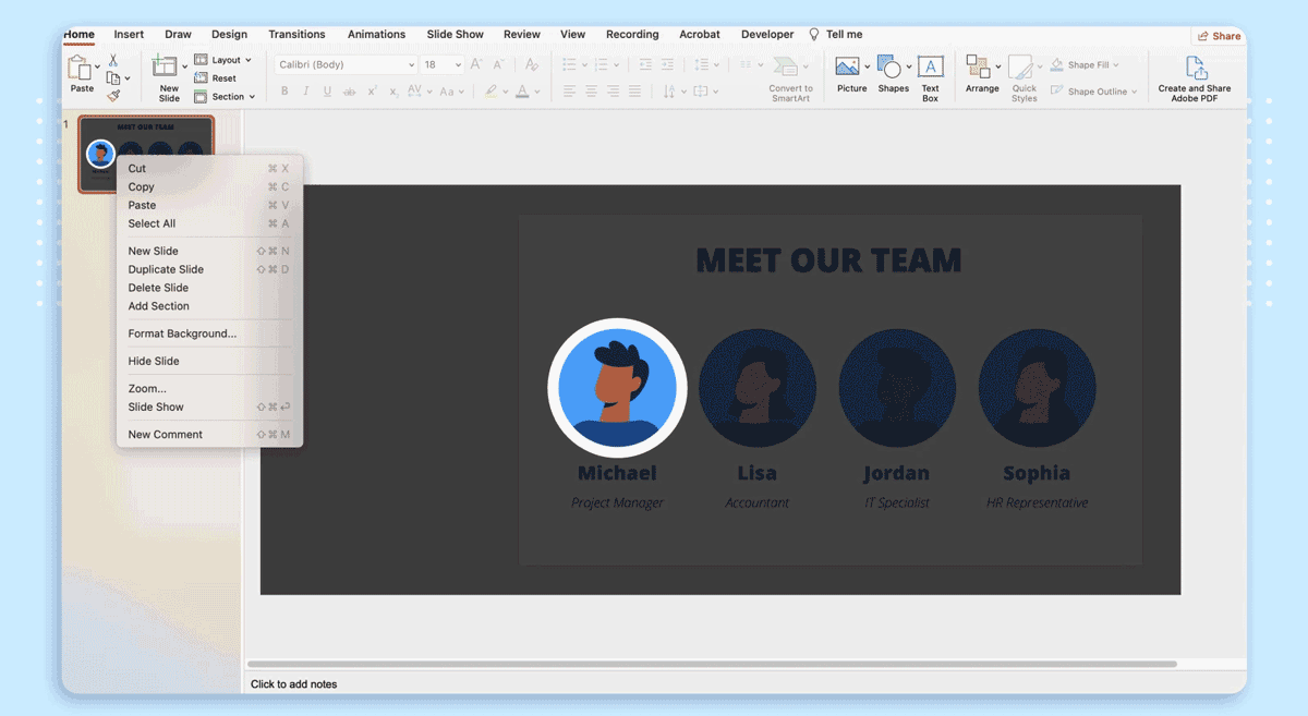 How to duplicate a PowerPoint slide