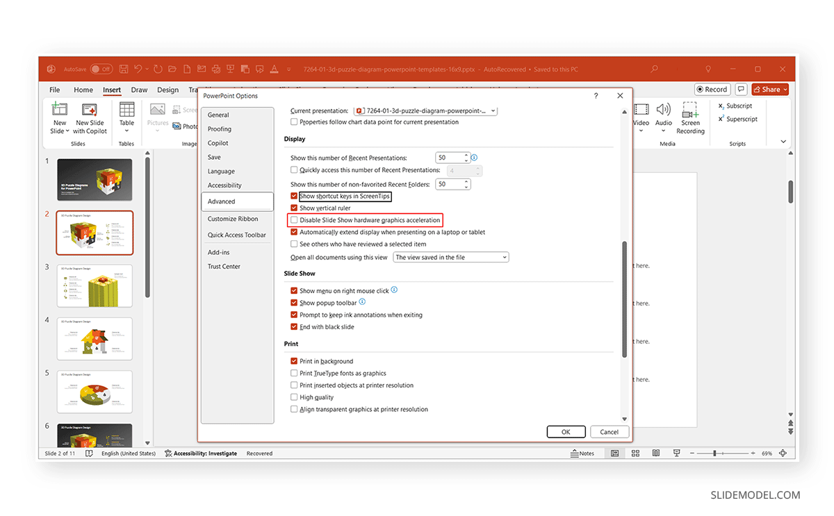 How to disable hardware acceleration in PowerPoint