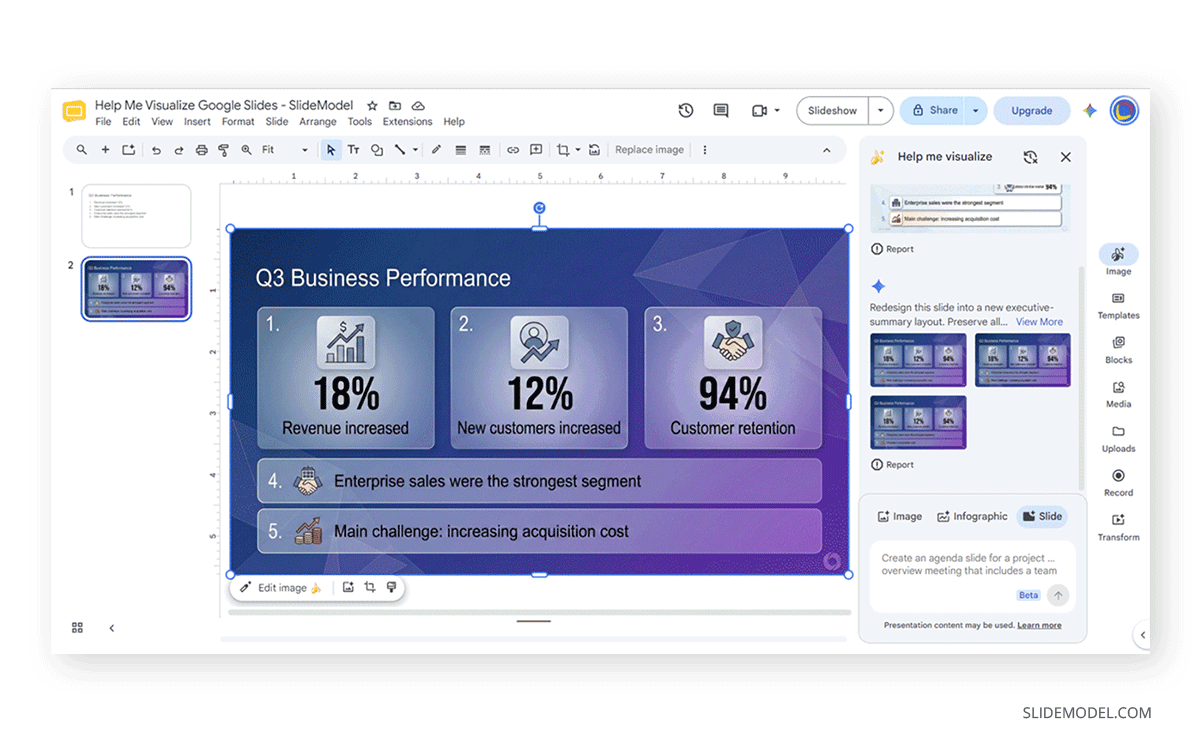 Improved slide layout with Nano Banana in Google Slides