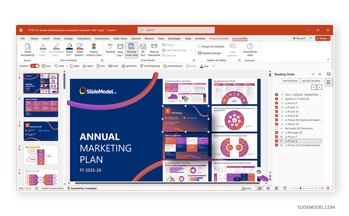 How to use PowerPoint reading order feature