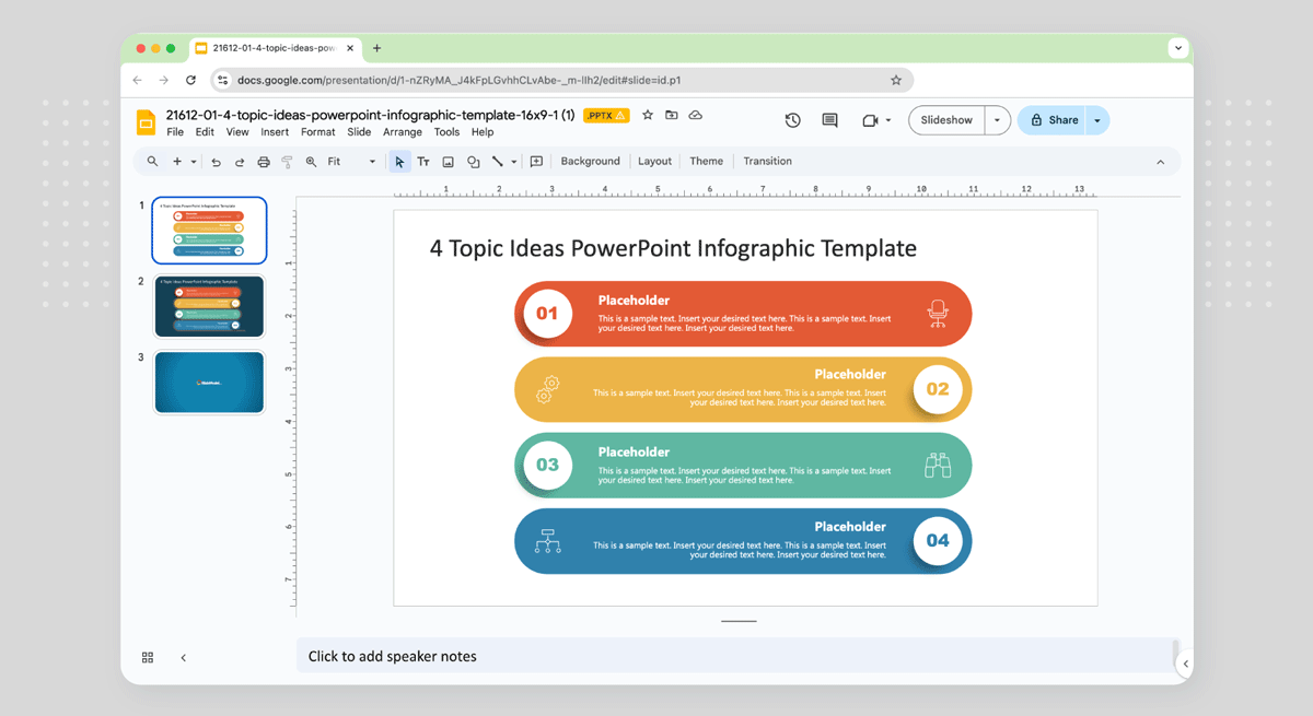 Removing elements from infographic Google Slides template