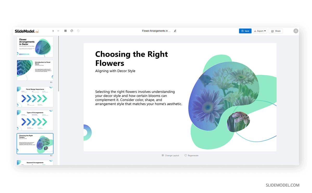 Organic shapes slide with SlideModel AI