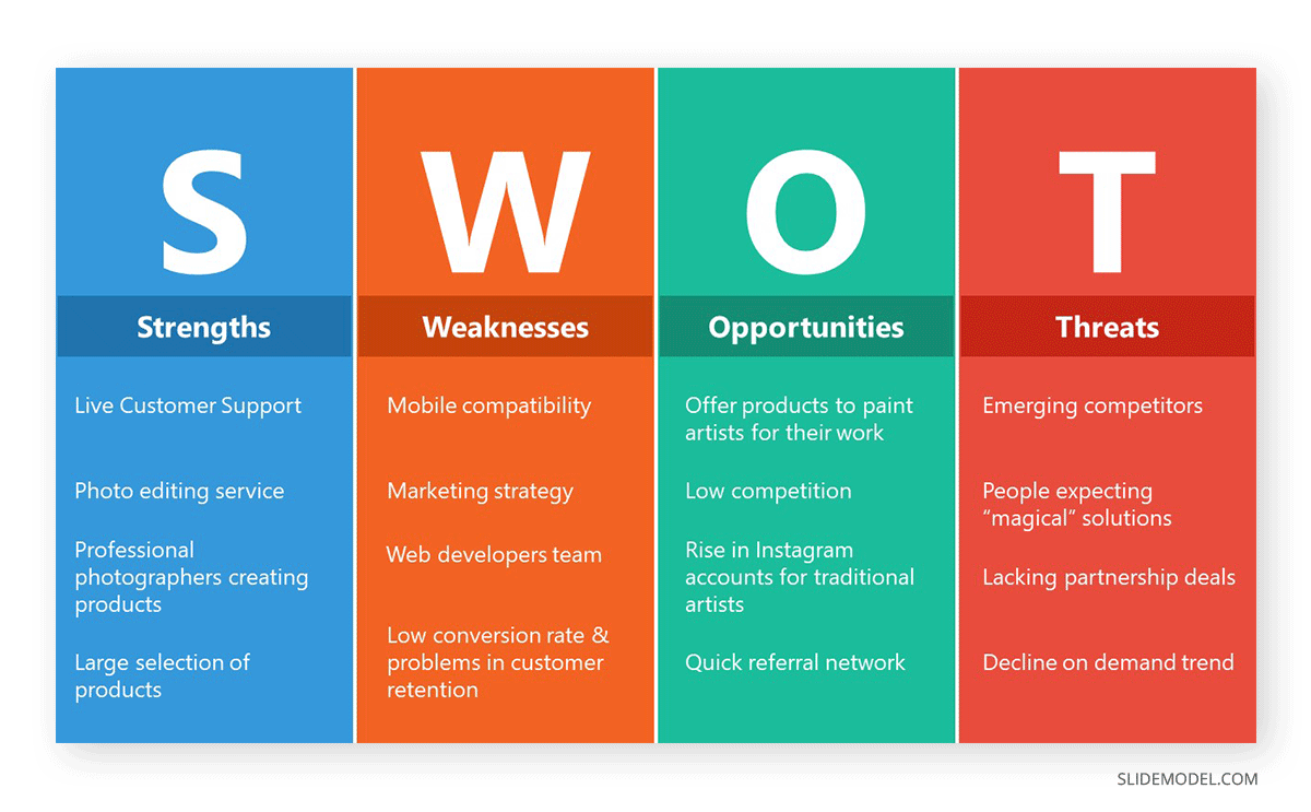 creating a SWOT analysis for a photography e-commerce business