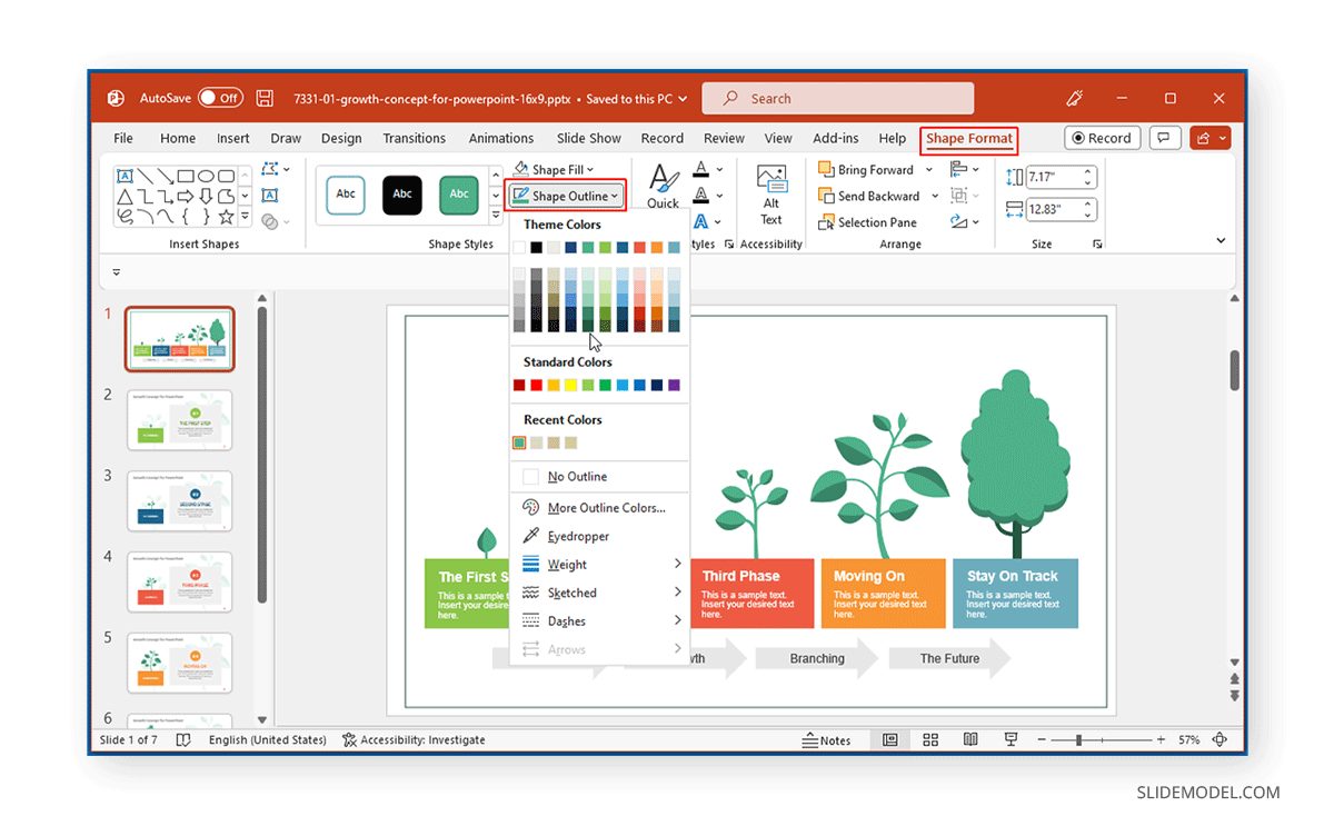 Personnaliser le contour de la forme dans PowerPoint