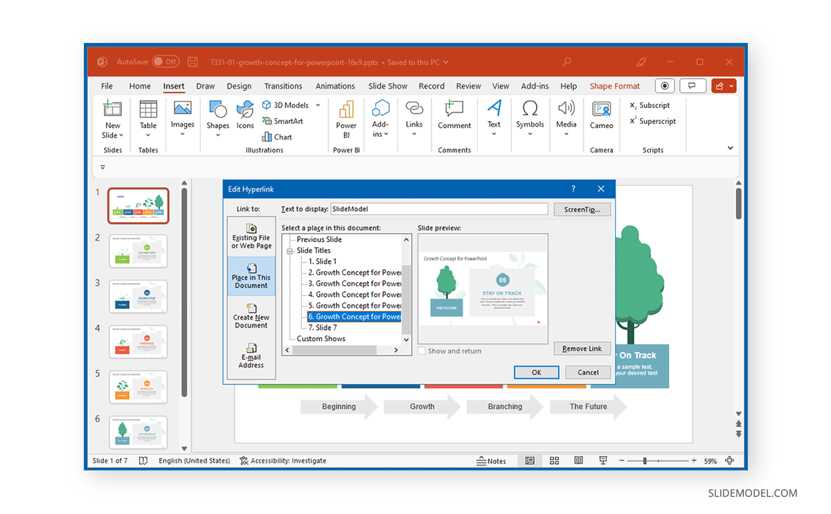 Ajouter un lien hypertexte vers un nouveau document dans PowerPoint