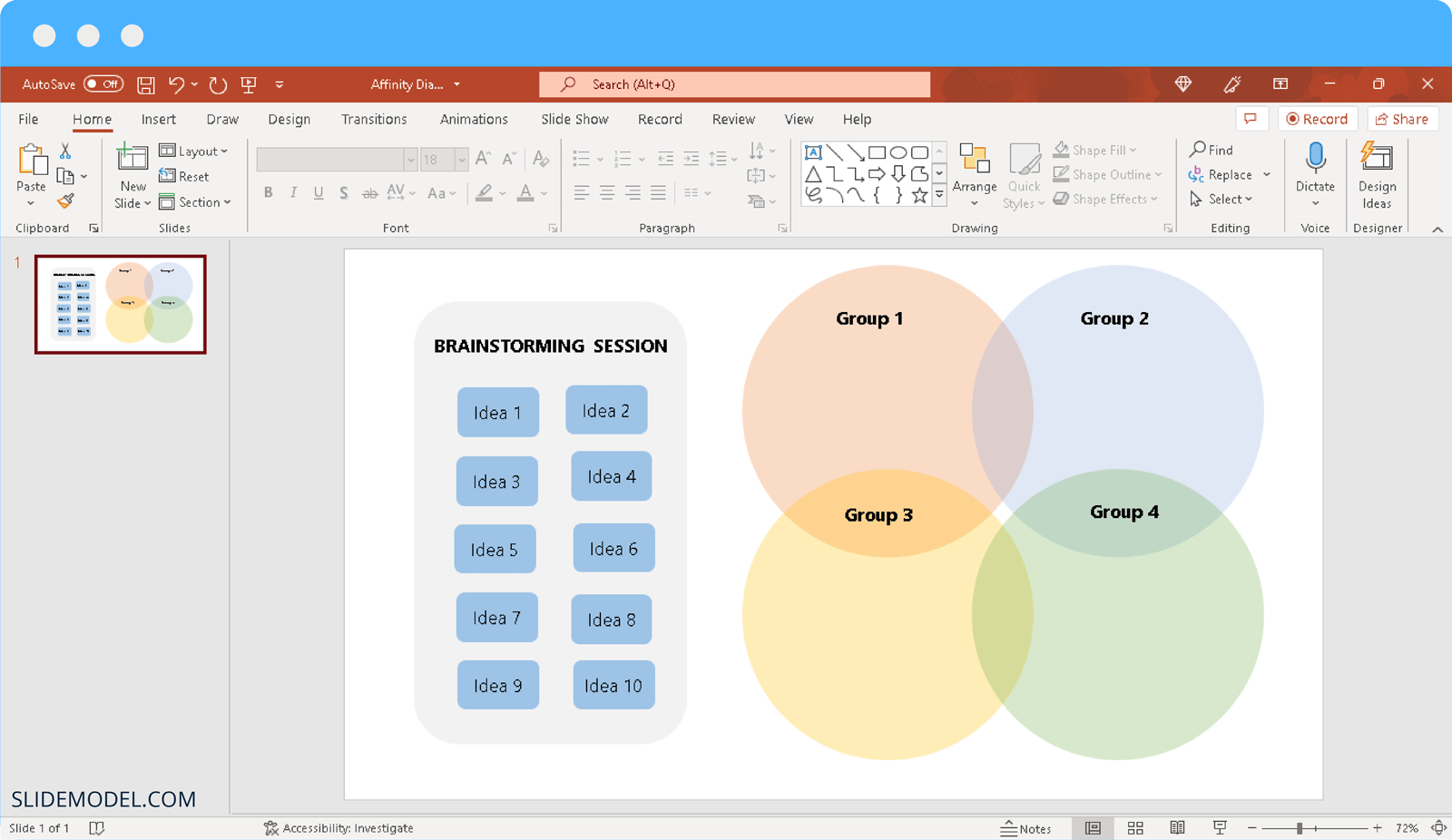 Method One: Creating an Affinity Diagram Using PowerPoint Shapes