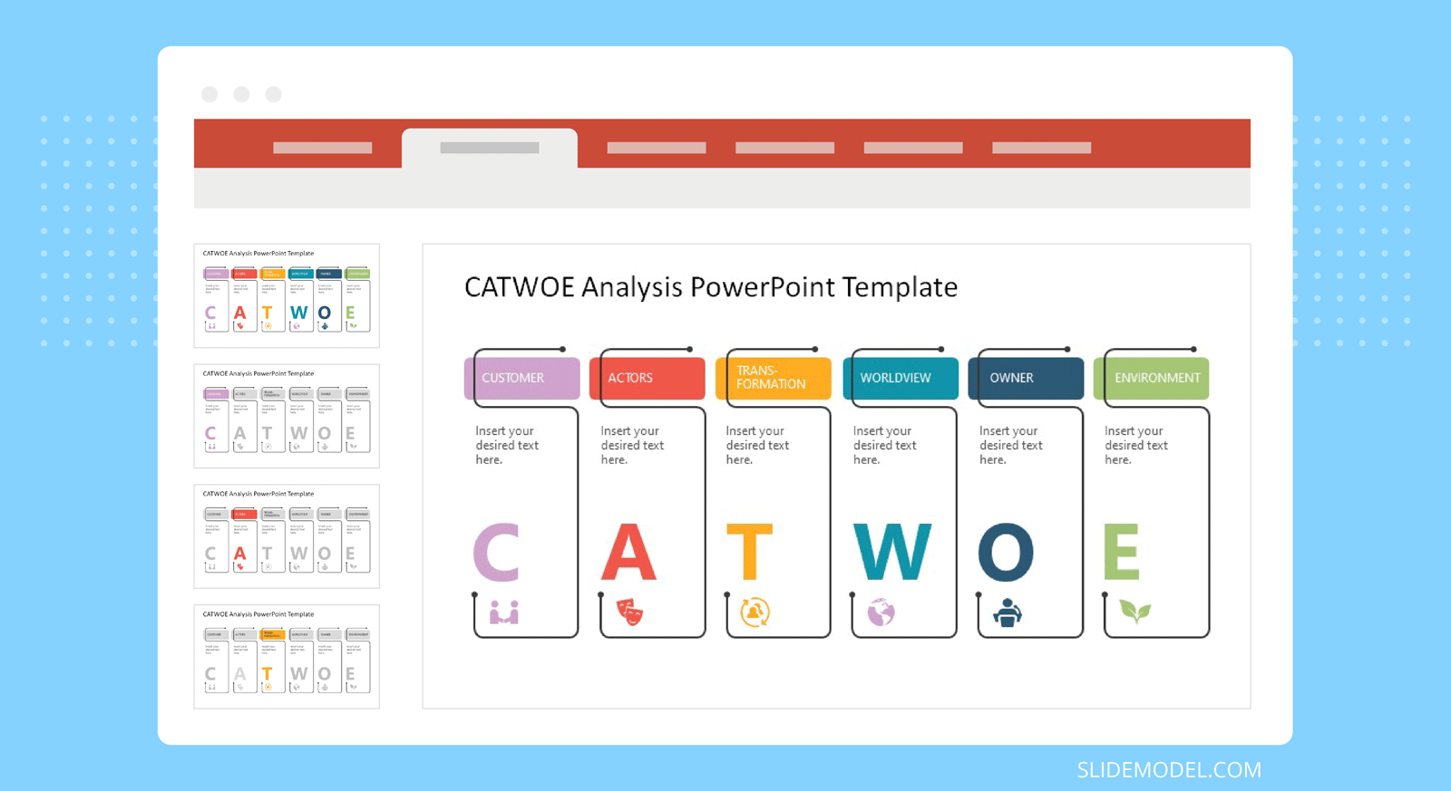 CATWOE Analysis Model Presentation Template by SlideModel.com