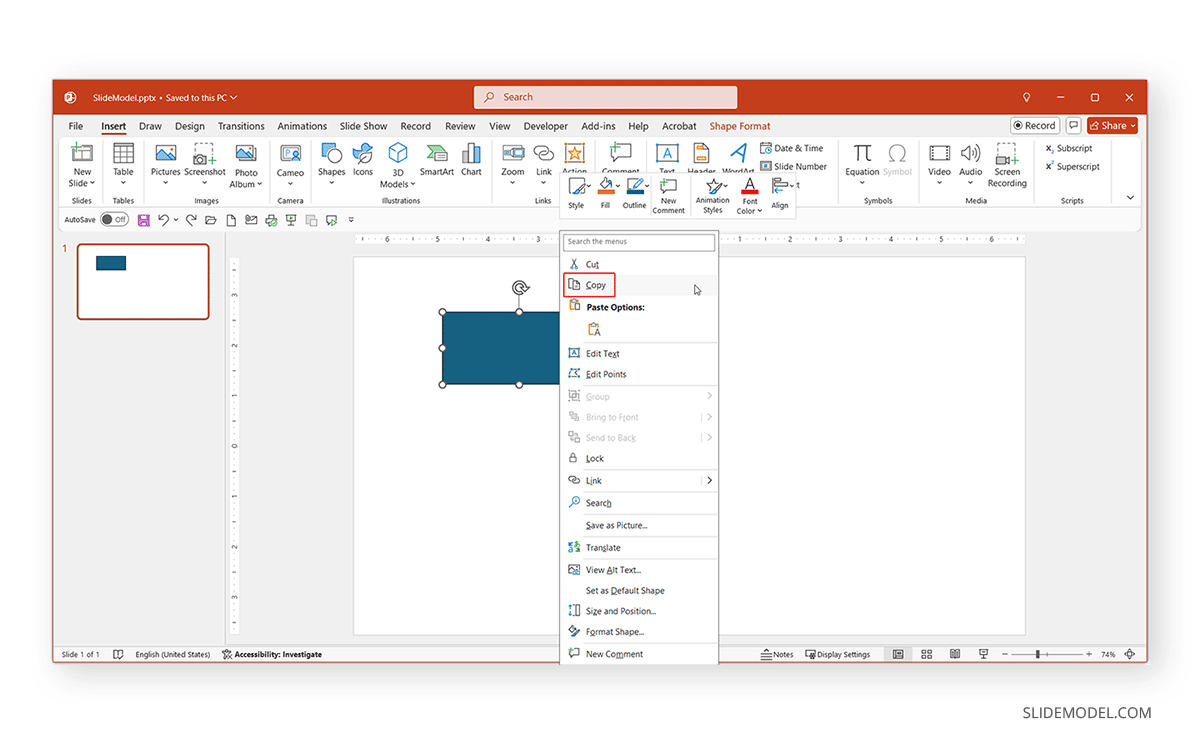 PowerPoint Copy via Contextual Menu