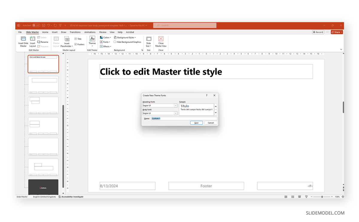 How to assign new fonts for a PPT theme