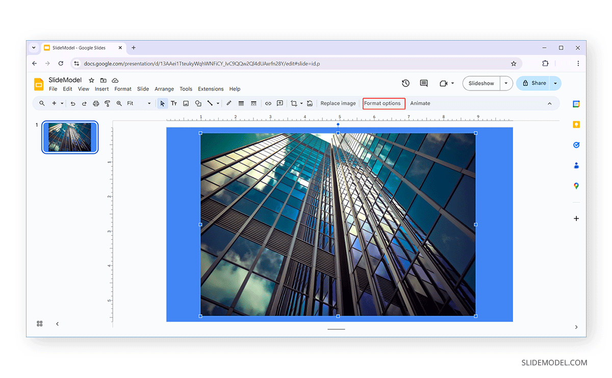 Accessing Format Options in Google Slides