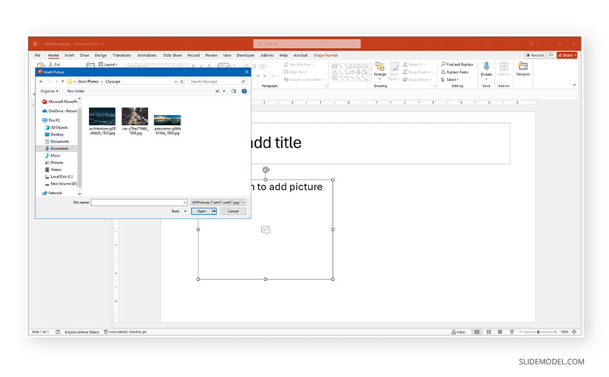 Uploading image in picture placeholder PowerPoint