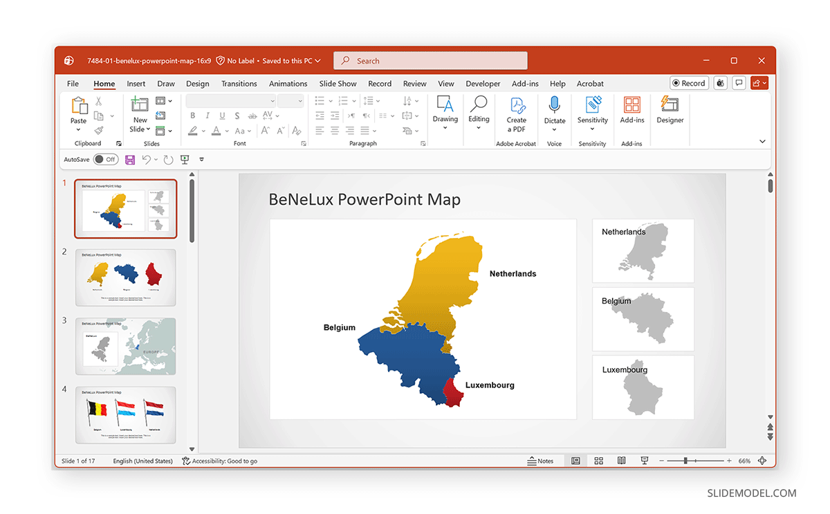 Working with a geographical slide deck to create route maps in PPT