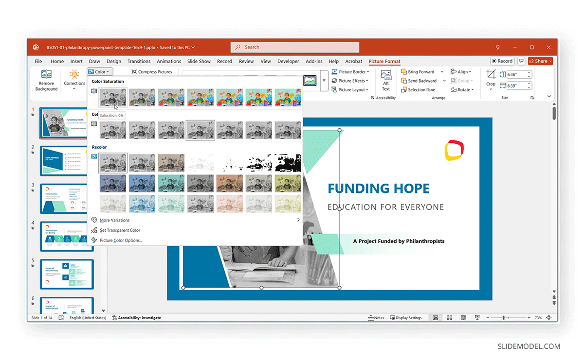 Recolor photo filter in PowerPoint