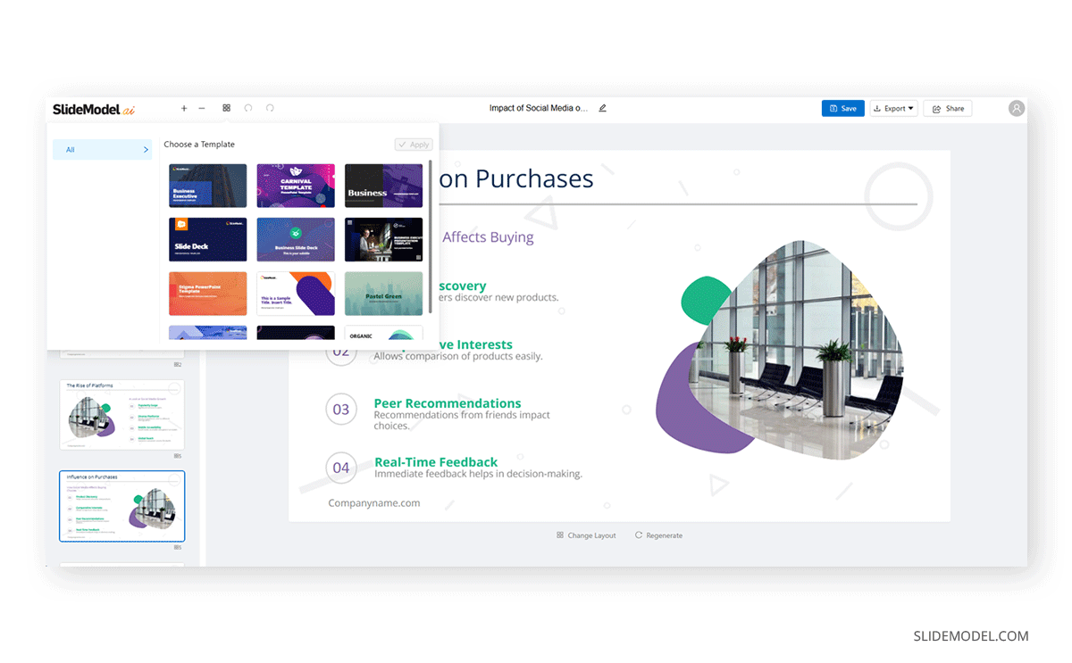 How to change a template in SlideModel AI