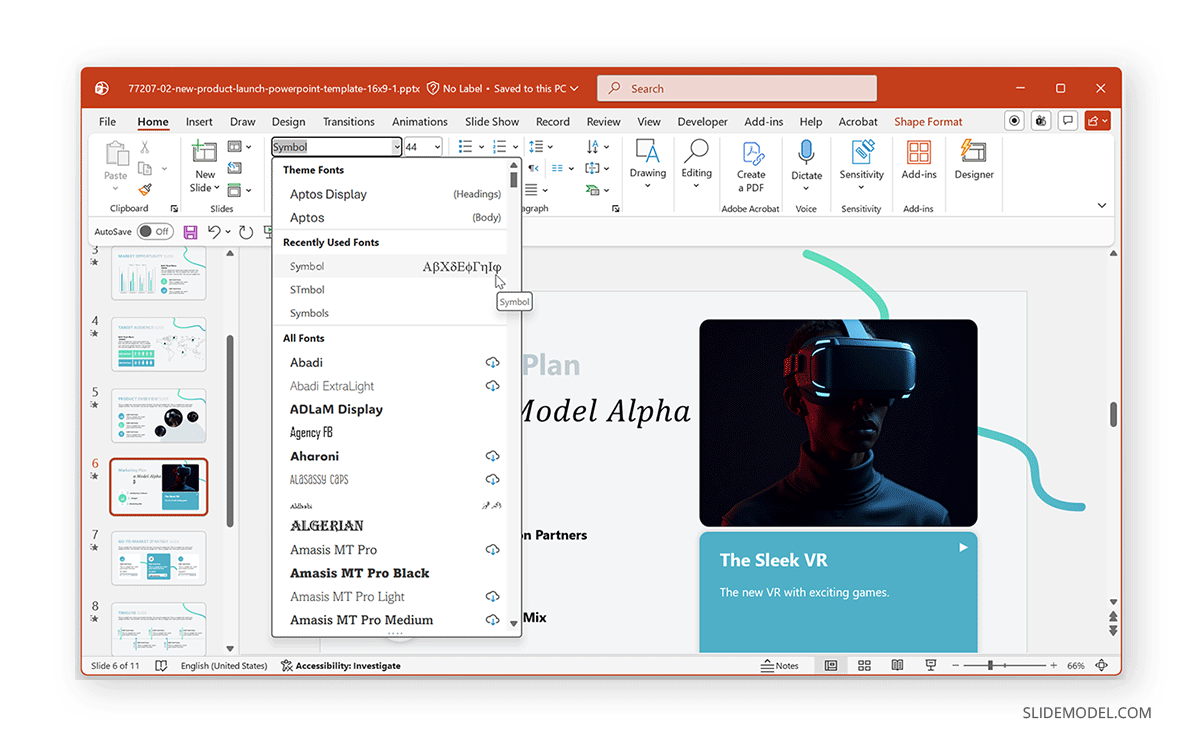 PPT slide Symbol typeface