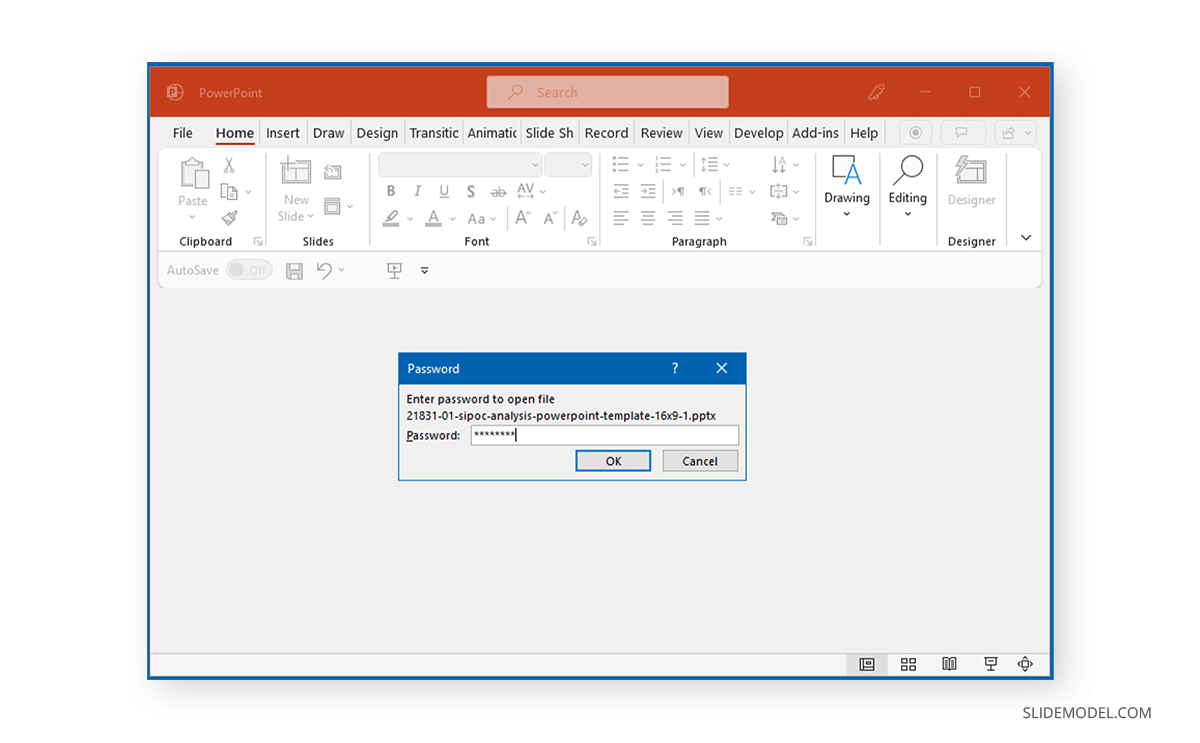 Enter password to open PowerPoint file