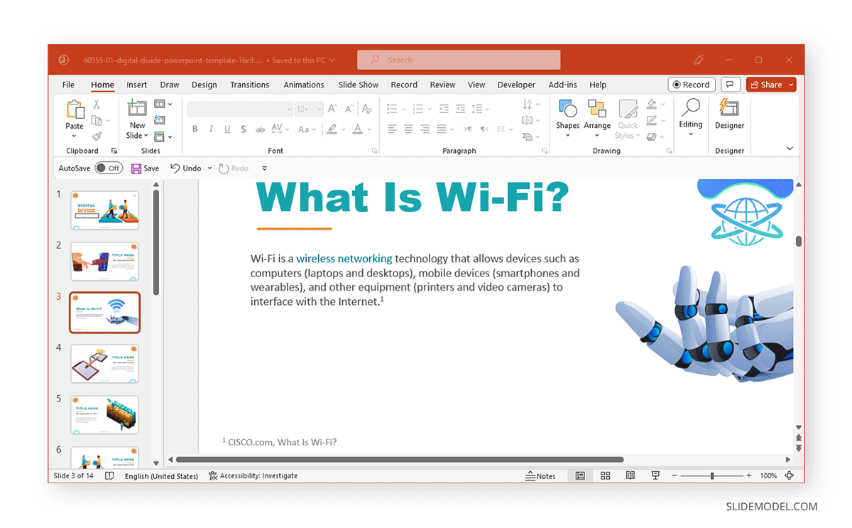 Applied footnote in PowerPoint