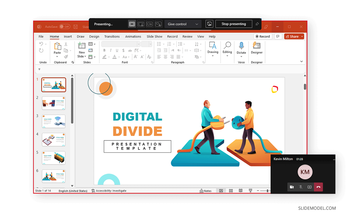 Sharing a Screen in Microsoft Teams call to show a PowerPoint presentation