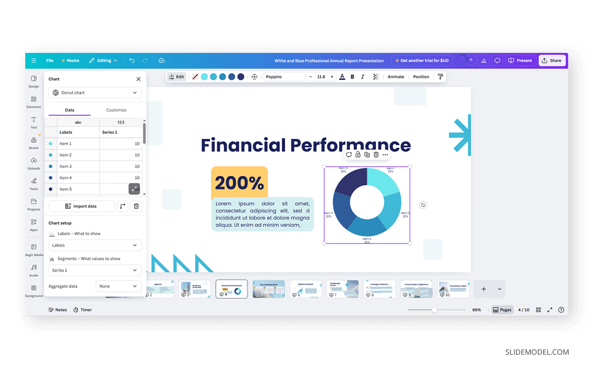 How to generate charts on Canva for presentations